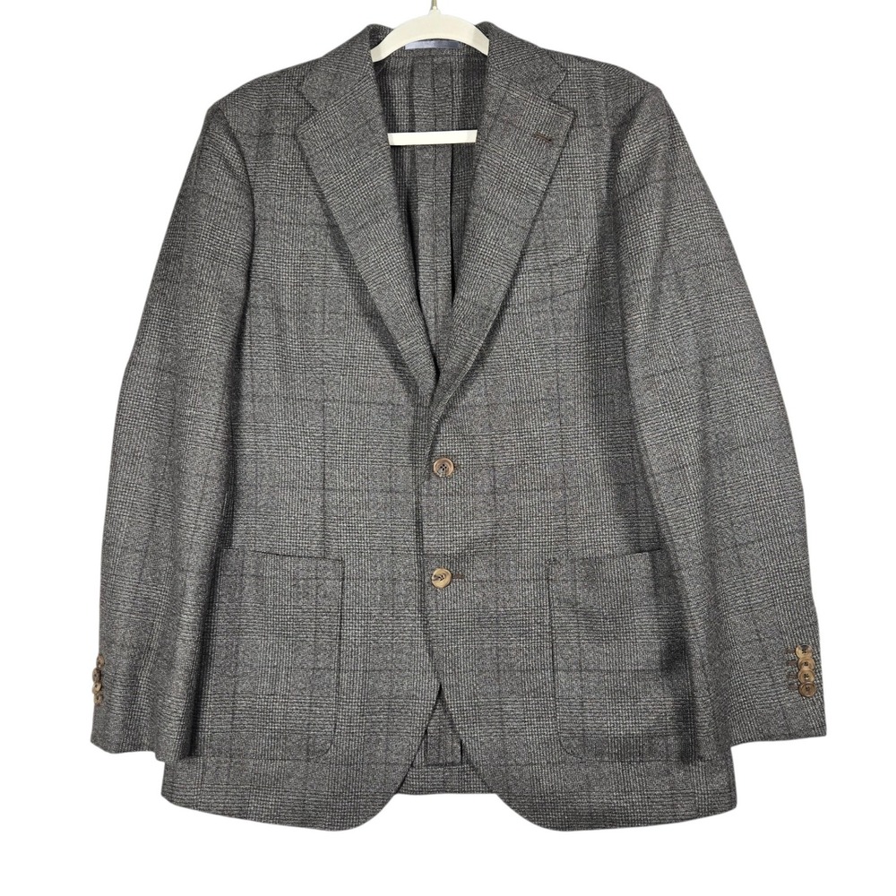 Proper Cloth Sport Coat Mens 42R Gray Glen Check Wool Marlane Extra Fine Merino